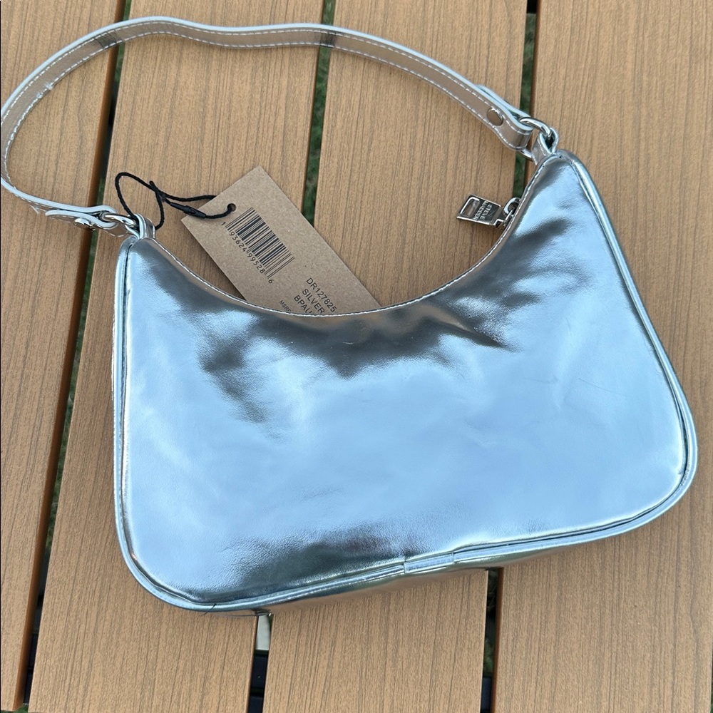 Steve Madden Metallic Silver Handbag with Rhinestones NWT - Picture 6 of 9